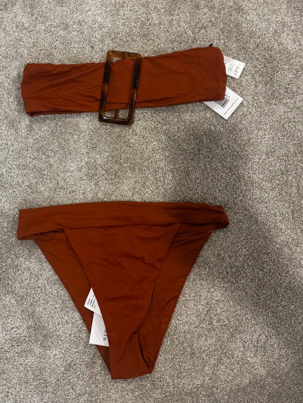 WeWoreWhat Buckle Bikini Top & High Leg Bottom
